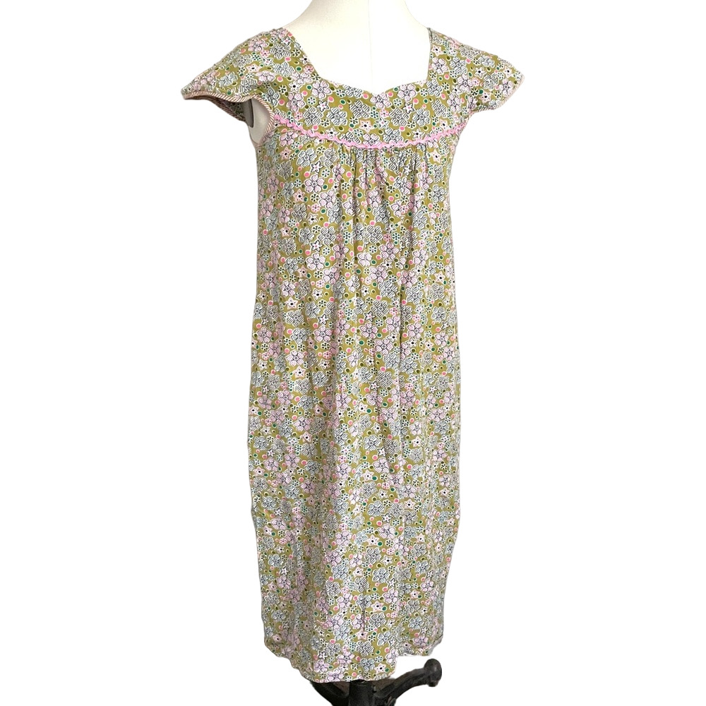 Vintage Floral Cotton Nightgown Dress w/ Cap Sleeves - Small - Picture 5 of 10